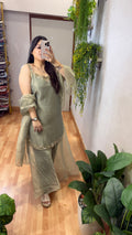 Sage Green Embroidered Sharara Set