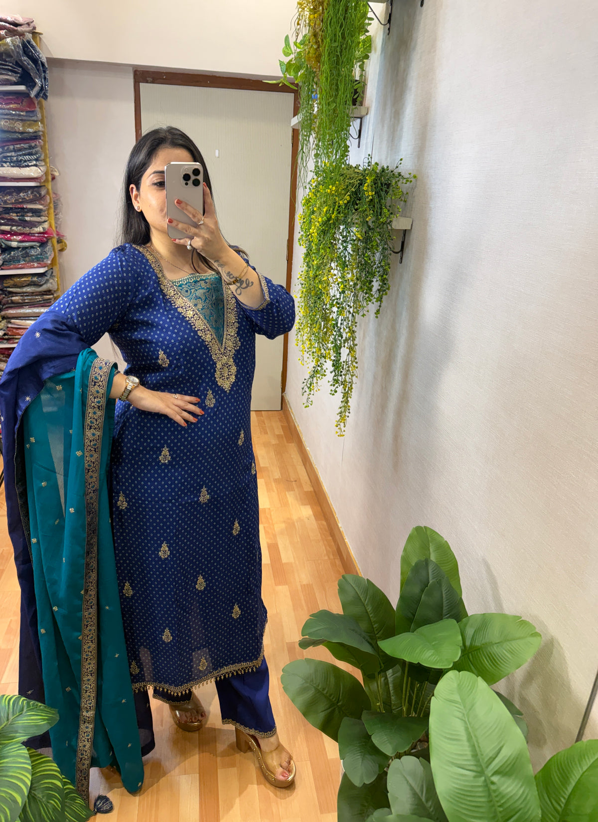 Blue Bandhej Suit