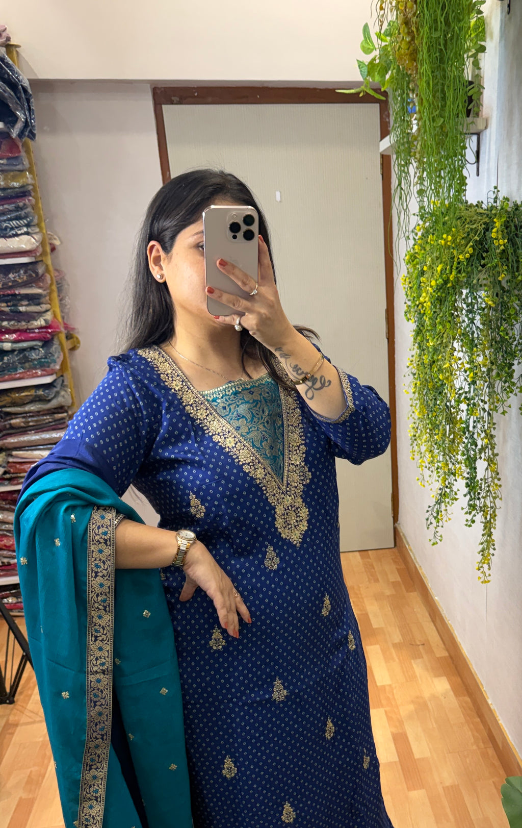 Blue Bandhej Suit