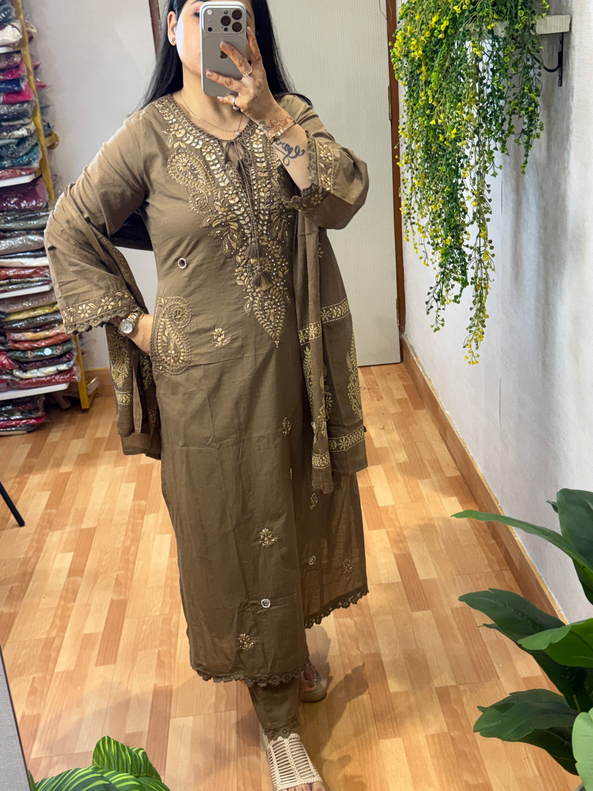 Brown Cotton Suit
